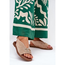 Sandalias para mujeres con ralisses beige ecológicos de cañón plano 2 Sandalias para mujeres con ralisses beige ecológicos de cañón plano 2