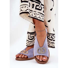 Sandalias para mujeres con Eco Blue Eco Eco de cañón plano azul 3