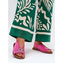 Sandalias para mujeres con rosa ecológico de cañón plano 2