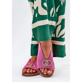 Sandalias para mujeres con rosa ecológico de cañón plano rosado 3