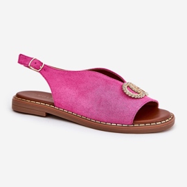 Sandalias para mujeres con rosa ecológico de cañón plano rosado 4