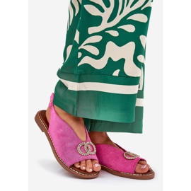 Sandalias para mujeres con rosa ecológico de cañón plano 1