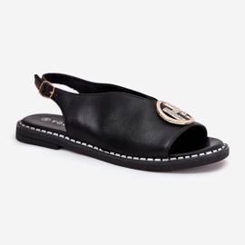 Sandalias planas y elegantes con una decoración negra negro 4