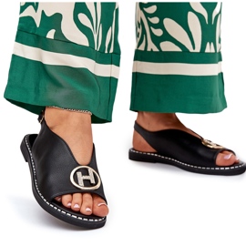 Sandalias planas y elegantes con una decoración negra negro 7