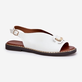 Sandalias de cazón plano con decoración Eco de cuero blanco 4