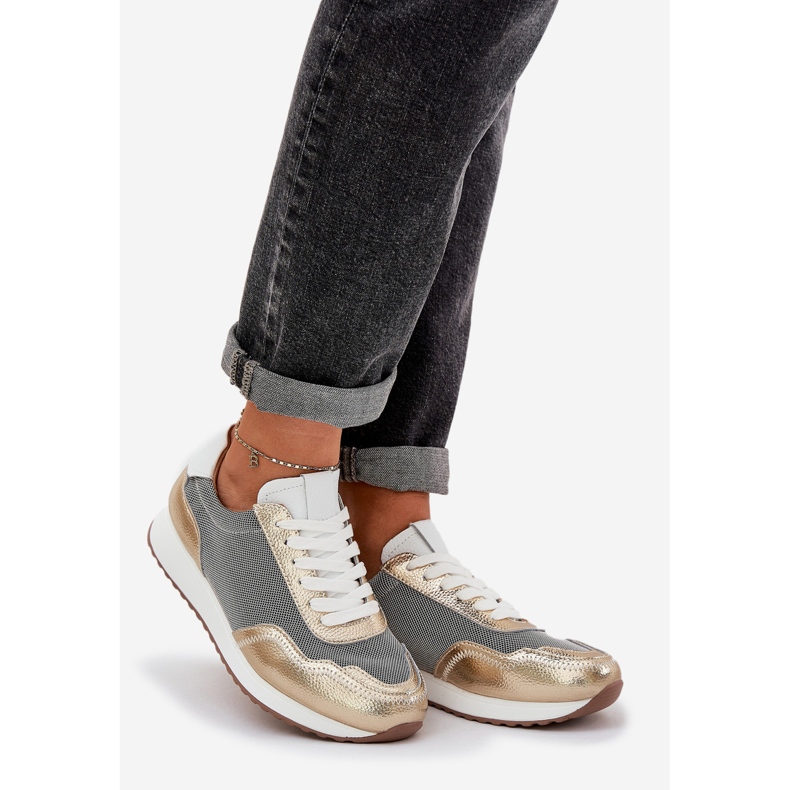 S.Barski Zapatillas de cuero zapatillas de zapatillas LR51-847 PLN dorado 1