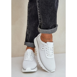 S.Barski Zapatos deportivos de cuero en la plataforma con brillo LR51-629 White blanco 3