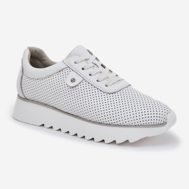 S.Barski Zapatos deportivos de cuero en la plataforma con brillo LR51-629 White blanco 4