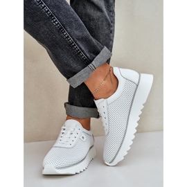 S.Barski Zapatos deportivos de cuero en la plataforma con brillo LR51-629 White blanco 5
