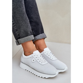 S.Barski Zapatos deportivos de cuero en la plataforma con brillo LR51-629 White blanco 7