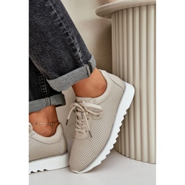 S.Barski Zapatos deportivos de cuero en la plataforma con brillo LR51-629 beige 7
