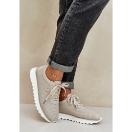 S.Barski Zapatos deportivos de cuero en la plataforma con brillo LR51-629 beige 5