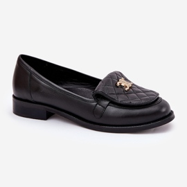 Mocasines de cuero con una decoración dorada Laura Messi 2927 Negro 4