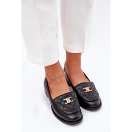 Mocasines de cuero con una decoración dorada Laura Messi 2927 Negro 5