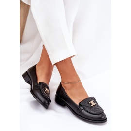 Mocasines de cuero con una decoración dorada Laura Messi 2927 Negro 7