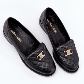 Mocasines de cuero con una decoración dorada Laura Messi 2927 Negro 9