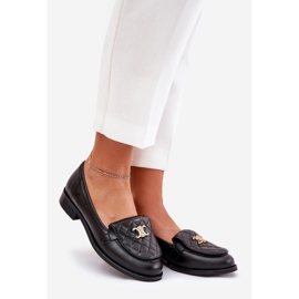Mocasines de cuero con una decoración dorada Laura Messi 2927 Negro 1