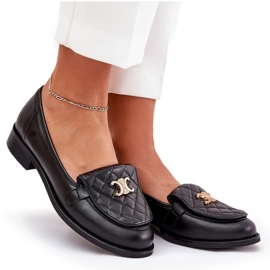 Mocasines de cuero con una decoración dorada Laura Messi 2927 Negro 10