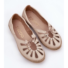 Bailarinas planas de cuero natural Zazoo 10179 beige 8