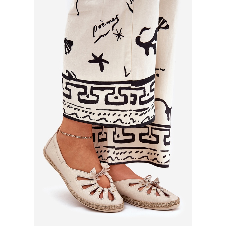 Bailarinas planas de cuero natural Zazoo 10179 beige 1