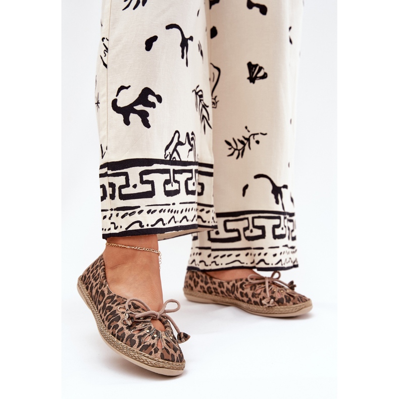 Zazoo Ballerinas de cuero natural leopardo estampado 10179 marrón 2