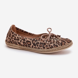 Zazoo Ballerinas de cuero natural leopardo estampado 10179 marrón 4