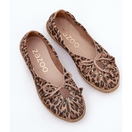 Zazoo Ballerinas de cuero natural leopardo estampado 10179 marrón 6