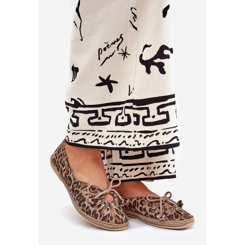 Zazoo Ballerinas de cuero natural leopardo estampado 10179 marrón 1
