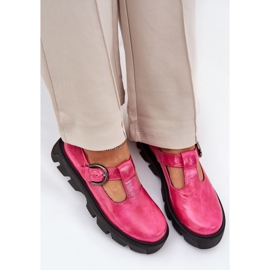Zazoo Zapatos de cuero pintados con una hebilla de zaazoo 20183 fuchsia rosado 7