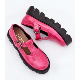 Zazoo Zapatos de cuero pintados con una hebilla de zaazoo 20183 fuchsia rosado 8