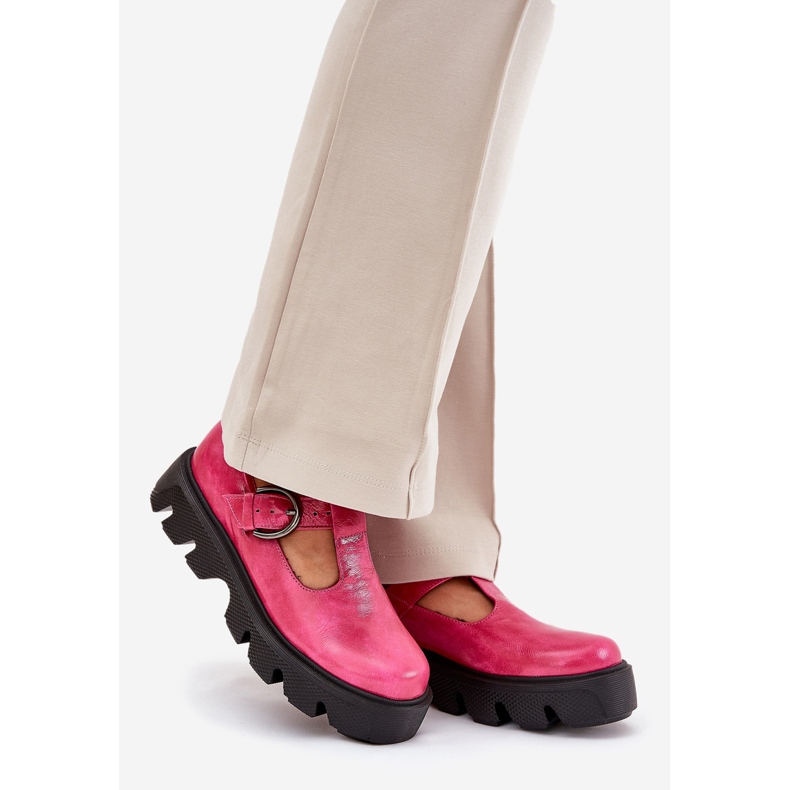 Zazoo Zapatos de cuero pintados con una hebilla de zaazoo 20183 fuchsia rosa 1