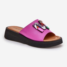 Vinceza Flip de cuero para mujeres con un adorno de fucsia rosado 4