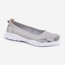 Cuero Openwork Vinceza Ballerinas 95323 Gray gris 4