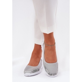 Cuero Openwork Vinceza Ballerinas 95323 Gray gris 3