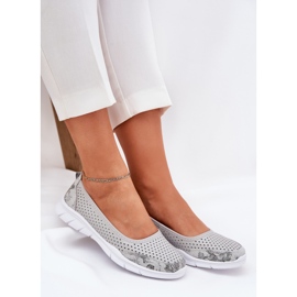 Cuero Openwork Vinceza Ballerinas 95323 Gray gris 7