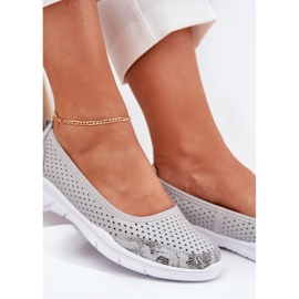 Cuero Openwork Vinceza Ballerinas 95323 Gray gris 8