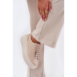 Zapatos deportivos de cuero para mujeres en la plataforma con Vinceza 39922 beige 5