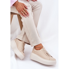 Zapatos deportivos de cuero para mujeres en la plataforma con Vinceza 39922 beige 7