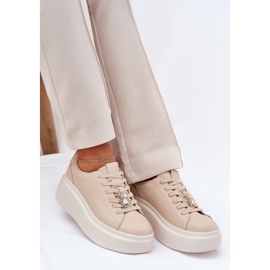 Zapatos deportivos de cuero para mujeres en la plataforma con Vinceza 39922 beige 8