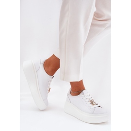 Zapatos deportivos de cuero para mujeres en la plataforma con Vinceza 39922 White blanco 3