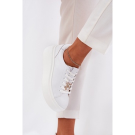 Zapatos deportivos de cuero para mujeres en la plataforma con Vinceza 39922 White blanco 5