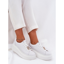 Zapatos deportivos de cuero para mujeres en la plataforma con Vinceza 39922 White blanco 6