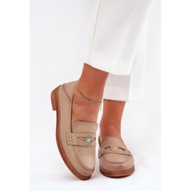 Mocasillas para mujeres elegantes hechas de cuero Vinceza natural 18100 beige 2