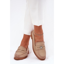 Mocasillas para mujeres elegantes hechas de cuero Vinceza natural 18100 beige 3