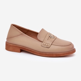 Mocasillas para mujeres elegantes hechas de cuero Vinceza natural 18100 beige 4
