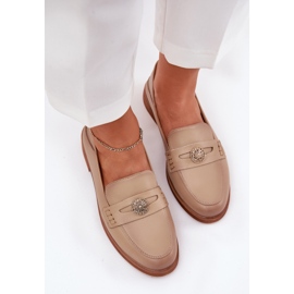 Mocasillas para mujeres elegantes hechas de cuero Vinceza natural 18100 beige 5