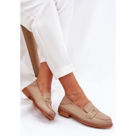 Mocasillas para mujeres elegantes hechas de cuero Vinceza natural 18100 beige 6
