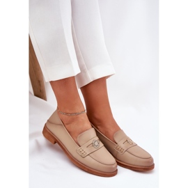 Mocasillas para mujeres elegantes hechas de cuero Vinceza natural 18100 beige 7
