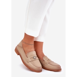 Mocasillas para mujeres elegantes hechas de cuero Vinceza natural 18100 beige 1