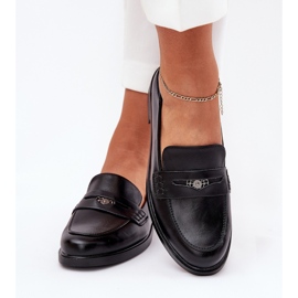 Mocasillas de mujer elegantes hechas de cuero natural de Vinceza 18100 Negro 3